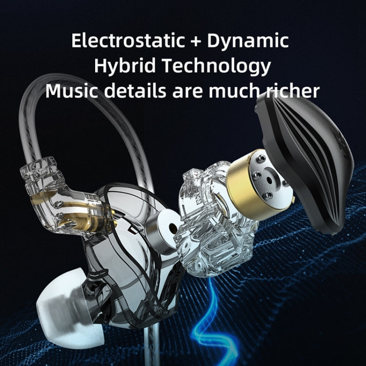 KZ-ZEX 1.2m Electrostatic Dynamic In-Ear Sports Music Headphones, Style:With Microphone(Gun Grey) - HoMEdemic™ 