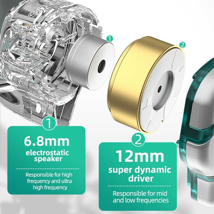 KZ-ZES Electrostatic Dynamic Hybrid HIFI In-Ear Headphones,Length: 1.2m(With Microphone) - HoMEdemic™ 