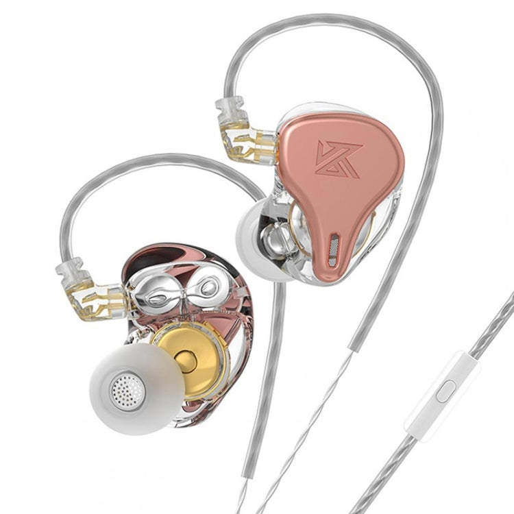 KZ-DQ6S 1.2m Three-Unit Dynamic Subwoofer In-Ear Headphones, Style:With Microphone(Pink) - HoMEdemic™ 