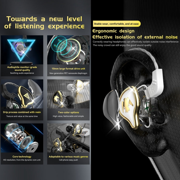 QKZ AK6-Ares Sports In-ear HIFI Wired Control Earphone with Mic(White) - HoMEdemic™ 