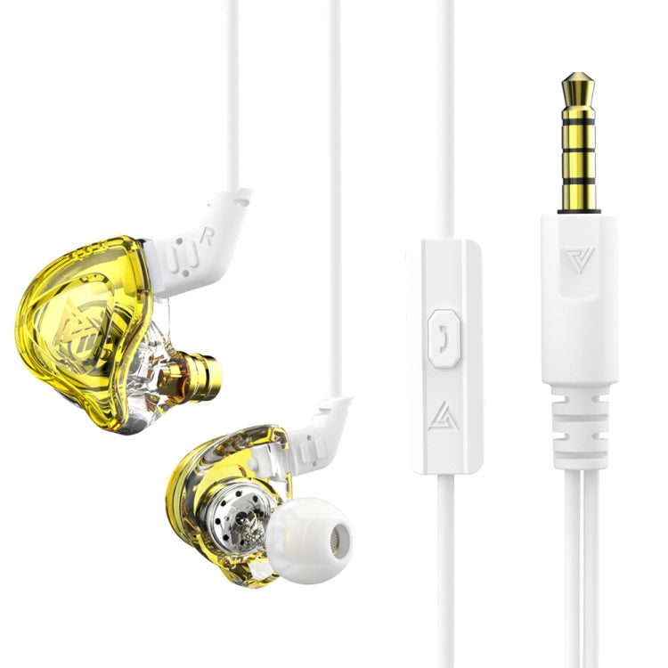 QKZ DMX Sports In-ear HIFI 3.5mm Wired Control Earphone with Mic(Transparent Yellow) - HoMEdemic™ 
