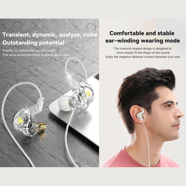 QKZ DMX Sports In-ear HIFI 3.5mm Wired Control Earphone with Mic(Transparent Blue) - HoMEdemic™ 