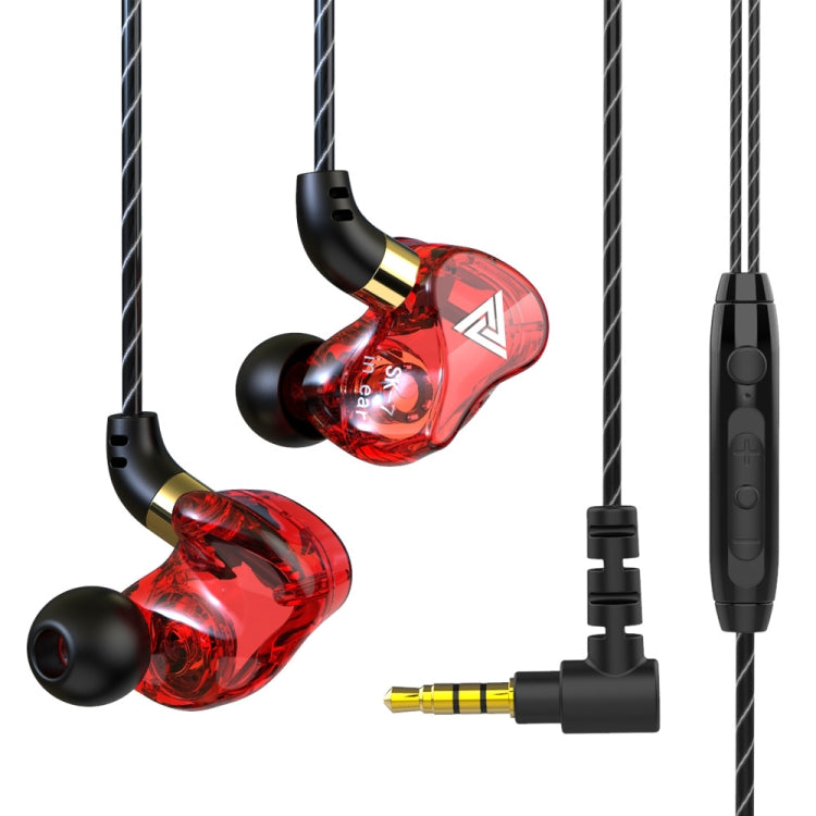 QKZ SK7 3.5mm Sports In-ear Copper Driver Wired HIFI Stereo Earphone with Mic(Red) - HoMEdemic™ 