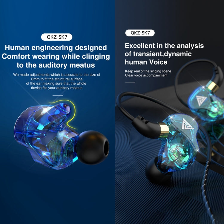 QKZ SK7 3.5mm Sports In-ear Copper Driver Wired HIFI Stereo Earphone with Mic(Green) - HoMEdemic™ 