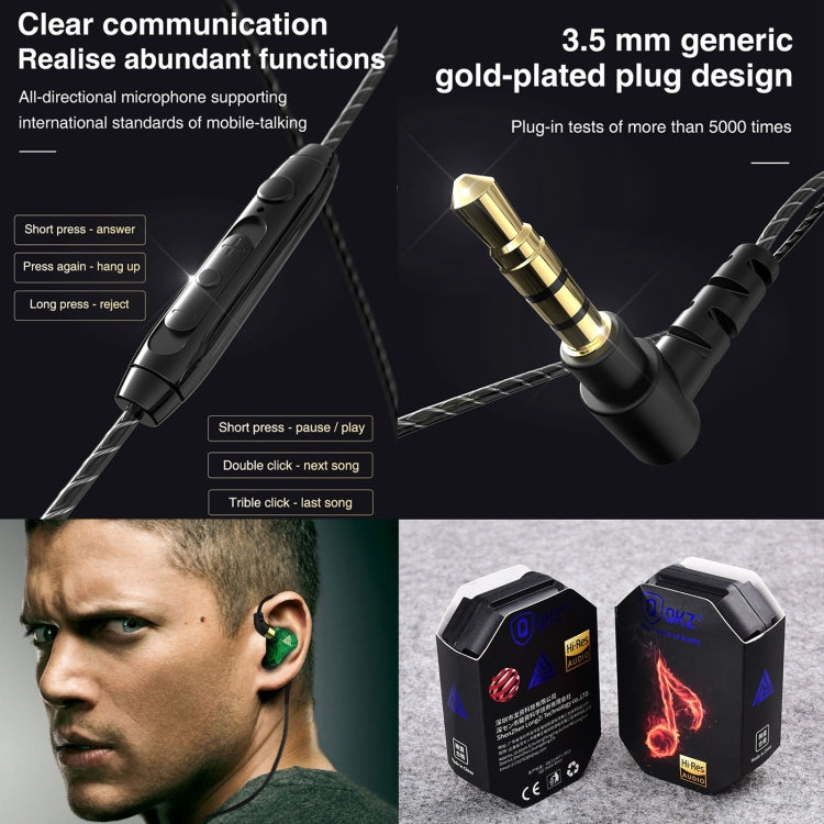 QKZ SK7 3.5mm Sports In-ear Copper Driver Wired HIFI Stereo Earphone with Mic(Dark Blue) - HoMEdemic™ 