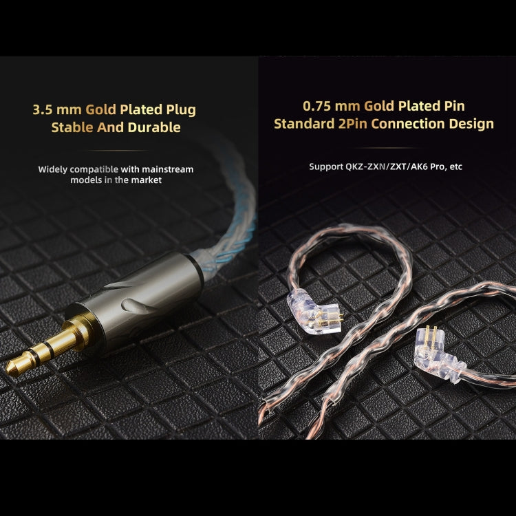 QKZ T1 8 Core TC Silver Plated 3.5mm 0.75mm 2PIN HIFI Earphone Update Cable(Blue) - HoMEdemic™ 