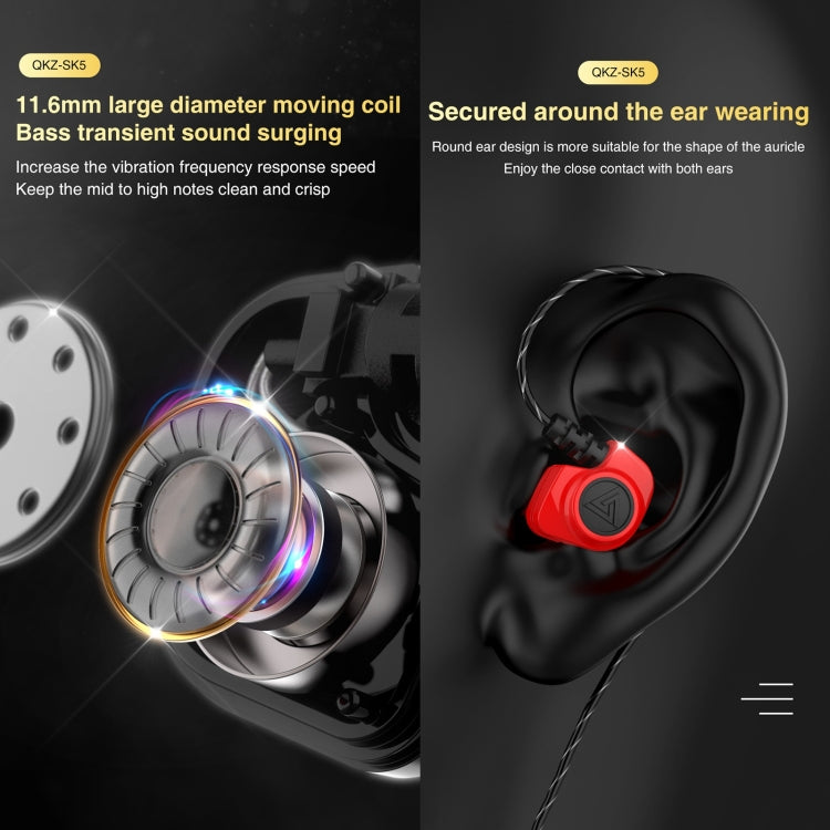 QKZ SK5 In-ear Subwoofer Wire-controlled Music Earphone with Mic(Green) - HoMEdemic™ 