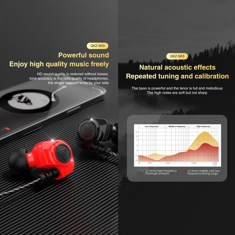 QKZ SK5 In-ear Subwoofer Wire-controlled Music Earphone with Mic(Red) - HoMEdemic™ 