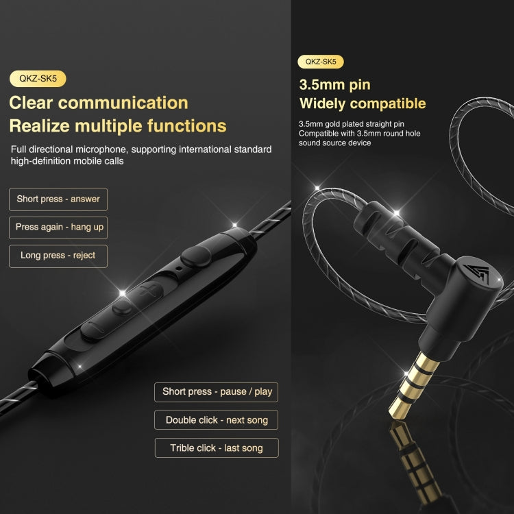 QKZ SK5 In-ear Subwoofer Wire-controlled Music Earphone with Mic(Green) - HoMEdemic™ 