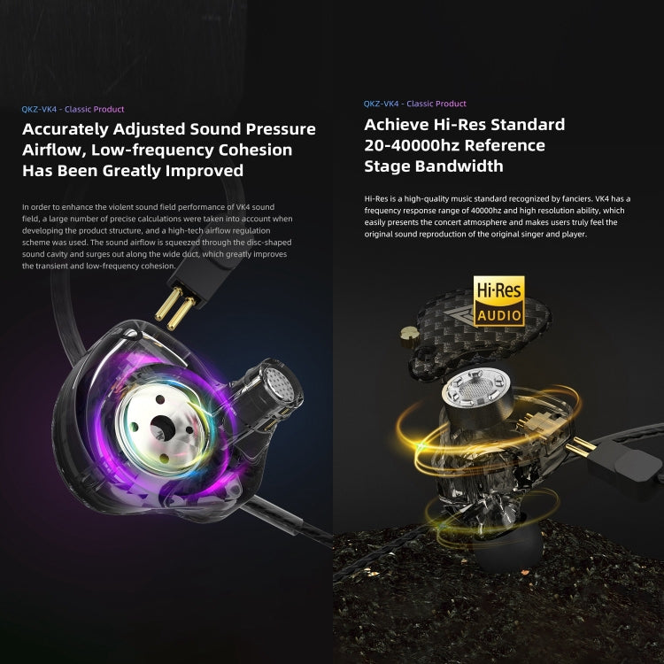 QKZ VK4 In-Ear Subwoofer HiFi Wire-controlled Earphone with Mic(Carbon Fiber Version) - HoMEdemic™ 