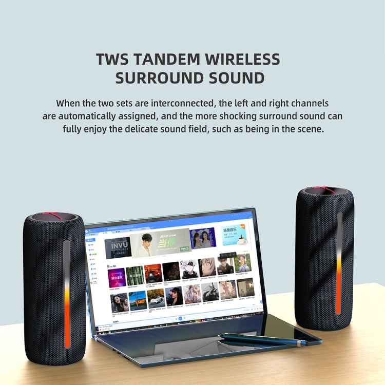 HOPESTAR P37 Outdoor Portable RGB Light Waterproof Wireless Bluetooth Speaker(Grey) - HoMEdemic™ 