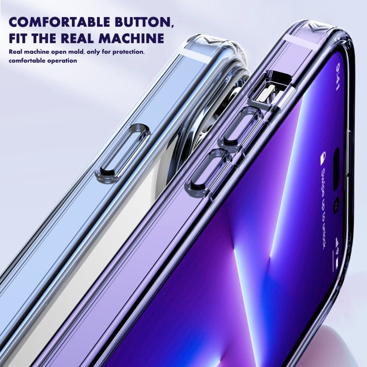 For iPhone 14 Pro Max iPAKY Shockproof PC + TPU Protective Phone Case (Transparent Purple) - HoMEdemic™ 