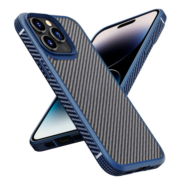 For iPhone 14 Pro iPAKY Carbon Fiber Texture Shockproof PC + TPU Protective Phone Case(Blue) - HoMEdemic™ 