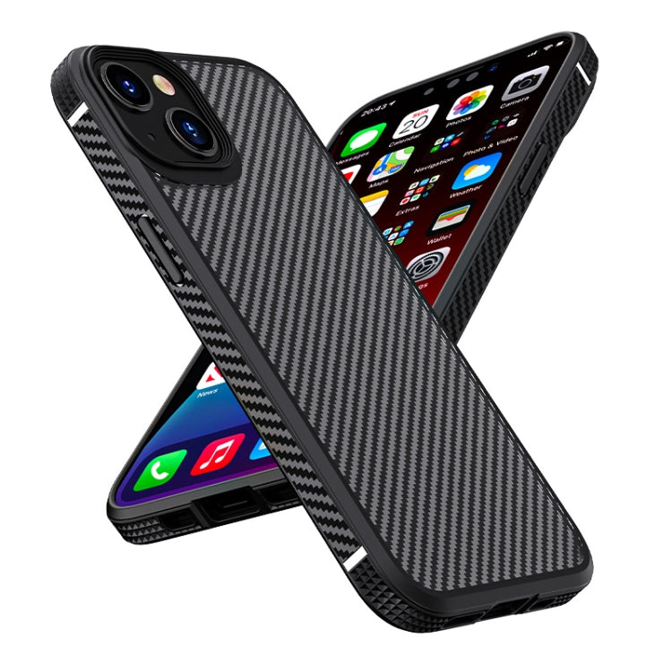 For iPhone 14 iPAKY Carbon Fiber Texture Shockproof PC + TPU Protective Phone Case (Black) - HoMEdemic™ 