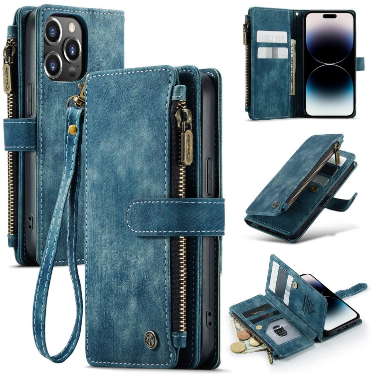 For iPhone 14 Pro CaseMe C30 Multifunctional Phone Leather Case(Blue) - HoMEdemic™ 