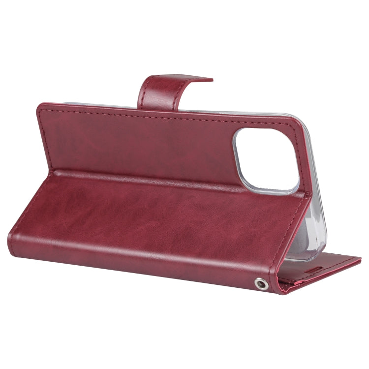 For iPhone 14 GOOSPERY BLUE MOON Crazy Horse Texture Leather Case (Wine Red) - HoMEdemic™ 