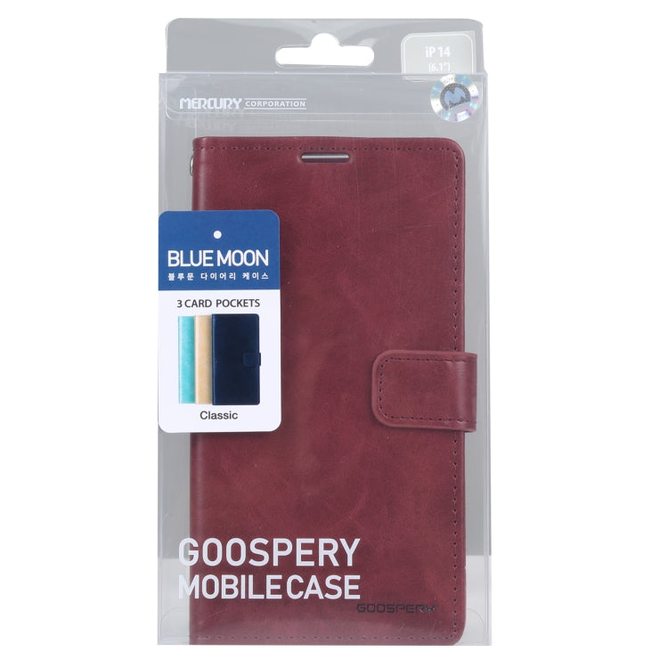 For iPhone 14 GOOSPERY BLUE MOON Crazy Horse Texture Leather Case (Wine Red) - HoMEdemic™ 
