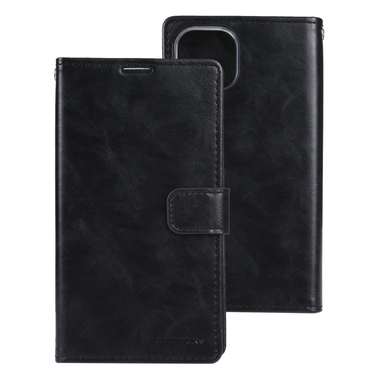 For iPhone 14 Pro GOOSPERY BLUE MOON Crazy Horse Texture Leather Case(Black) - HoMEdemic™ 