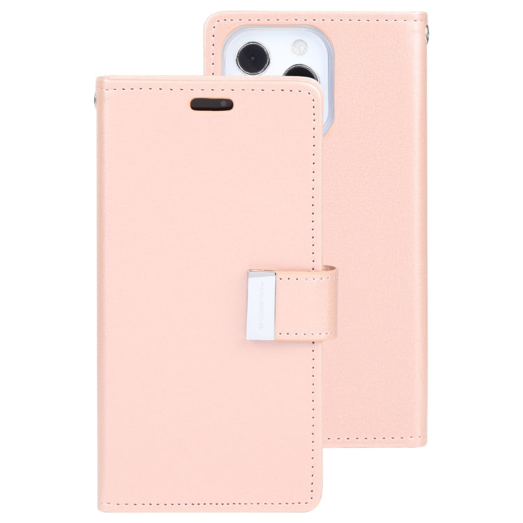 For iPhone 14 Pro GOOSPERY RICH DIARY Crazy Horse Texture Leather Case(Rose Gold) - HoMEdemic™ 