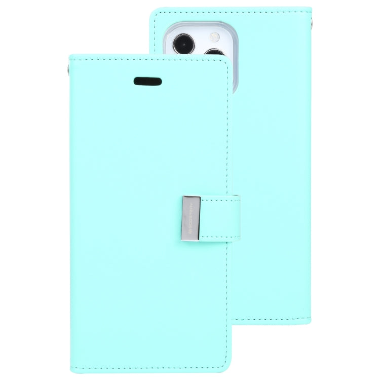 For iPhone 14 Pro GOOSPERY RICH DIARY Crazy Horse Texture Leather Case(Mint Green) - HoMEdemic™ 