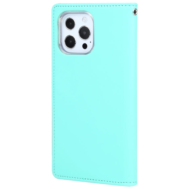 For iPhone 14 Pro GOOSPERY RICH DIARY Crazy Horse Texture Leather Case(Mint Green) - HoMEdemic™ 