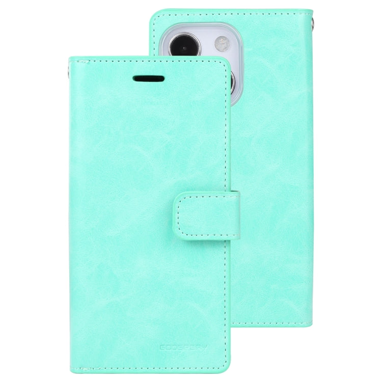 For iPhone 14 MERCURY GOOSPERY MANSOOR 9 Card Slots Leather Case (Mint Green) - HoMEdemic™ 