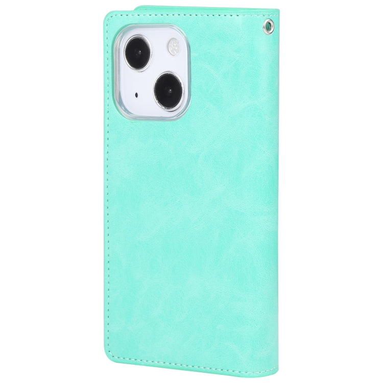 For iPhone 14 MERCURY GOOSPERY MANSOOR 9 Card Slots Leather Case (Mint Green) - HoMEdemic™ 