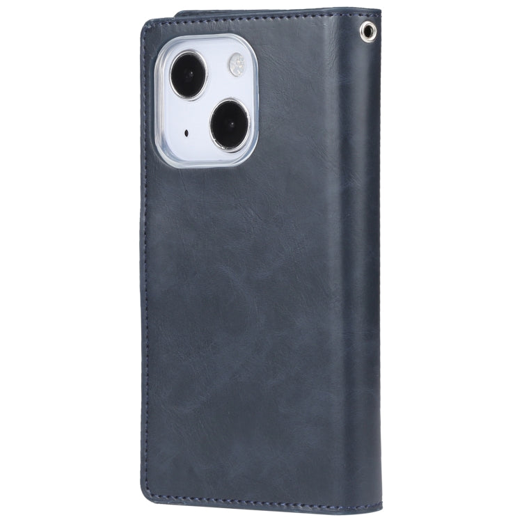 For iPhone 14 MERCURY GOOSPERY MANSOOR 9 Card Slots Leather Case (Dark Blue) - HoMEdemic™ 