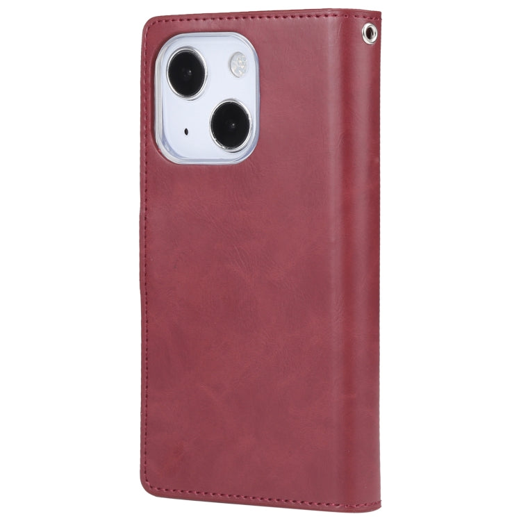 For iPhone 14 MERCURY GOOSPERY MANSOOR 9 Card Slots Leather Case (Wine Red) - HoMEdemic™ 