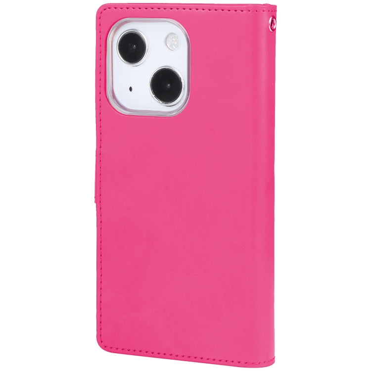 For iPhone 14 MERCURY GOOSPERY MANSOOR 9 Card Slots Leather Case (Rose Red) - HoMEdemic™ 