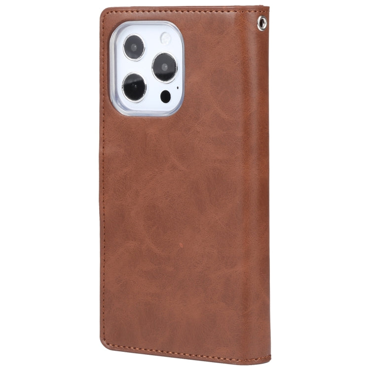 For iPhone 14 Pro MERCURY GOOSPERY MANSOOR 9 Card Slots Leather Case(Brown) - HoMEdemic™ 