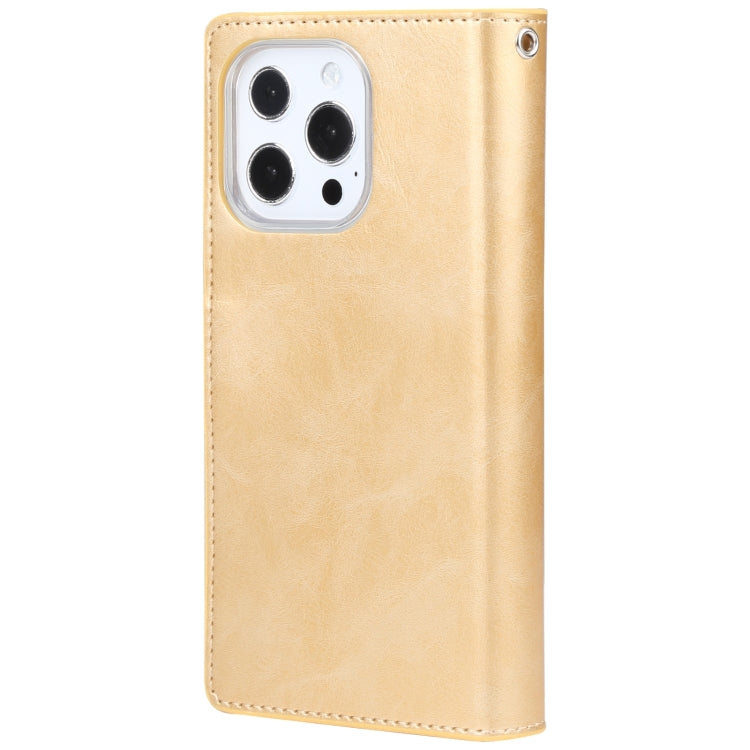 For iPhone 14 Pro MERCURY GOOSPERY MANSOOR 9 Card Slots Leather Case(Gold) - HoMEdemic™ 