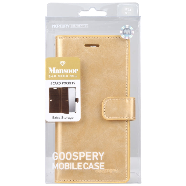 For iPhone 14 Pro MERCURY GOOSPERY MANSOOR 9 Card Slots Leather Case(Gold) - HoMEdemic™ 