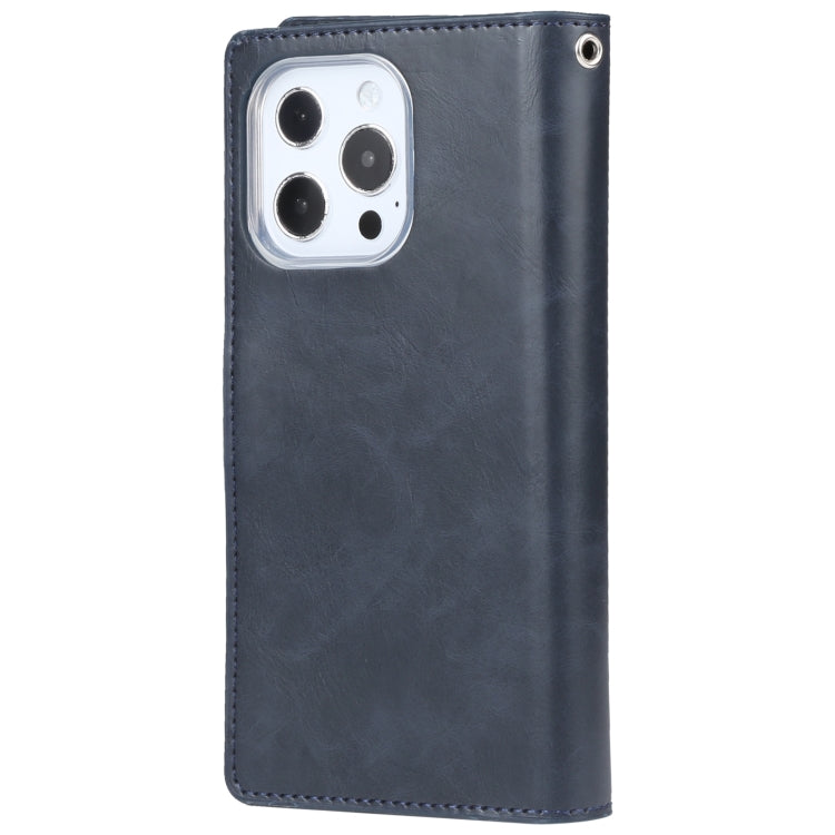 For iPhone 14 Pro MERCURY GOOSPERY MANSOOR 9 Card Slots Leather Case(Dark Blue) - HoMEdemic™ 