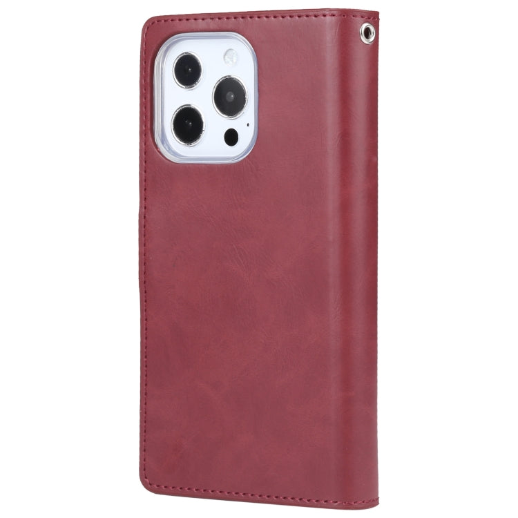For iPhone 14 Pro MERCURY GOOSPERY MANSOOR 9 Card Slots Leather Case(Wine Red) - HoMEdemic™ 
