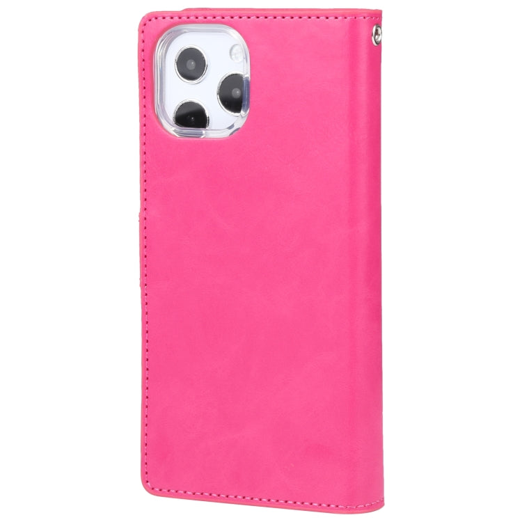For iPhone 14 Pro MERCURY GOOSPERY MANSOOR 9 Card Slots Leather Case(Rose Red) - HoMEdemic™ 