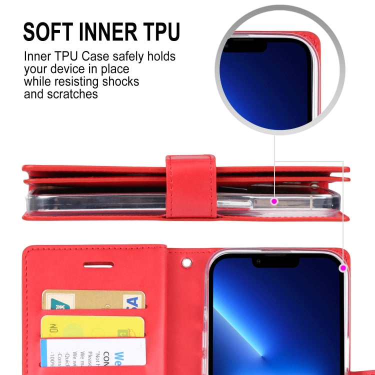 For iPhone 14 Pro MERCURY GOOSPERY MANSOOR 9 Card Slots Leather Case(Red) - HoMEdemic™ 