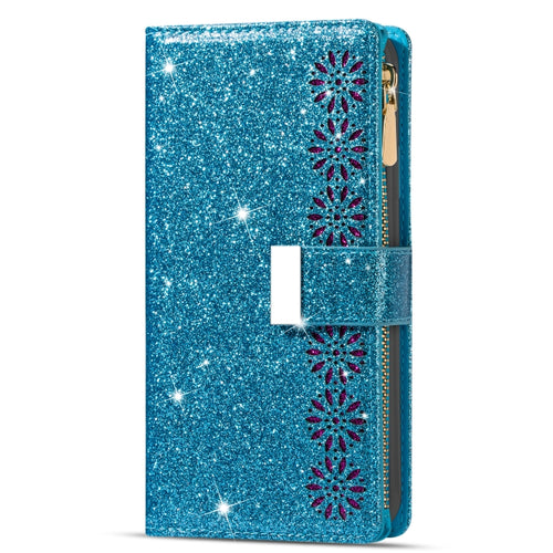 Multi-card Slots Laser Carving Glitter Zipper Leather Case, For iPhone 14, For iPhone 14 Max, For iPhone 14 Pro, For iPhone 14 Pro Max, For Samsung Galaxy Z Fold 4 - HoMEdemic™ 
