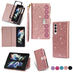 Multi-card Slots Laser Carving Glitter Zipper Leather Case, For iPhone 14, For iPhone 14 Max, For iPhone 14 Pro, For iPhone 14 Pro Max, For Samsung Galaxy Z Fold 4 - HoMEdemic™ 