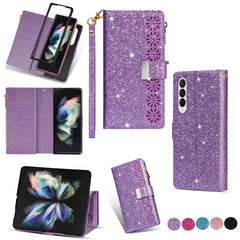 Multi-card Slots Laser Carving Glitter Zipper Leather Case, For iPhone 14, For iPhone 14 Max, For iPhone 14 Pro, For iPhone 14 Pro Max, For Samsung Galaxy Z Fold 4 - HoMEdemic™ 