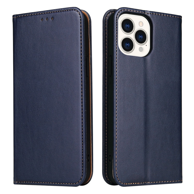 For iPhone 14 Pro Fierre Shann PU Genuine Leather Texture Leather Phone Case(Blue) - HoMEdemic™ 