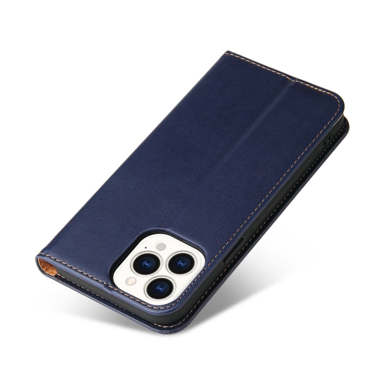 For iPhone 14 Pro Fierre Shann PU Genuine Leather Texture Leather Phone Case(Blue) - HoMEdemic™ 