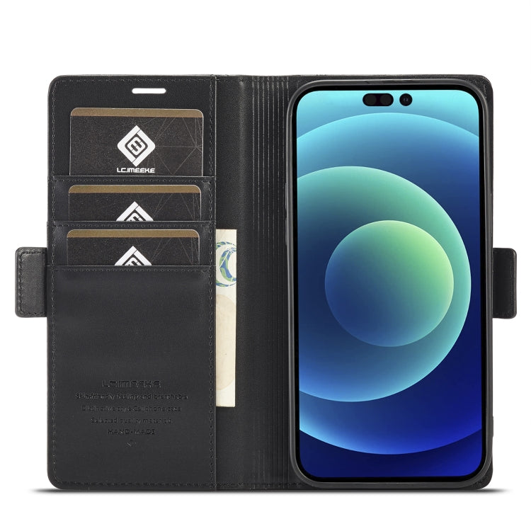 For iPhone 14 Pro LC.IMEEKE Magnetic Buckle Leather Phone Case(Black) - HoMEdemic™ 
