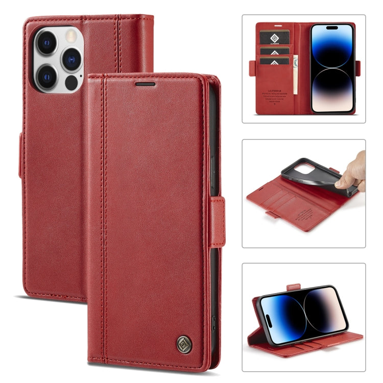 For iPhone 14 Pro LC.IMEEKE Magnetic Buckle Leather Phone Case(Red) - HoMEdemic™ 