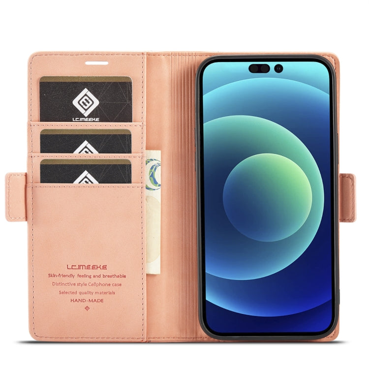 For iPhone 14 LC.IMEEKE Magnetic Buckle Leather Phone Case (Rose Gold) - HoMEdemic™ 