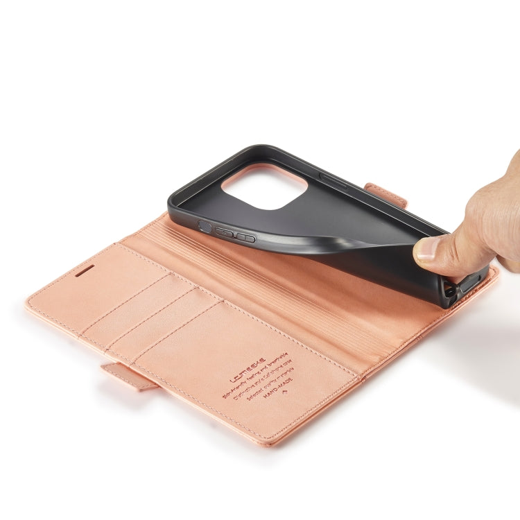 For iPhone 14 LC.IMEEKE Magnetic Buckle Leather Phone Case (Rose Gold) - HoMEdemic™ 