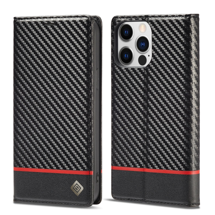 For iPhone 14 Pro LC.IMEEKE Carbon Fiber PU + TPU Leather Case(Horizontal Black) - HoMEdemic™ 