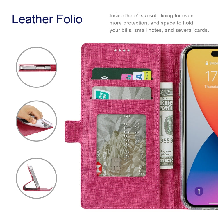 For iPhone 14 Pro Max ViLi K Series Dual-side Buckle Magsafe Leather Phone Case(Rose Red) - HoMEdemic™ 
