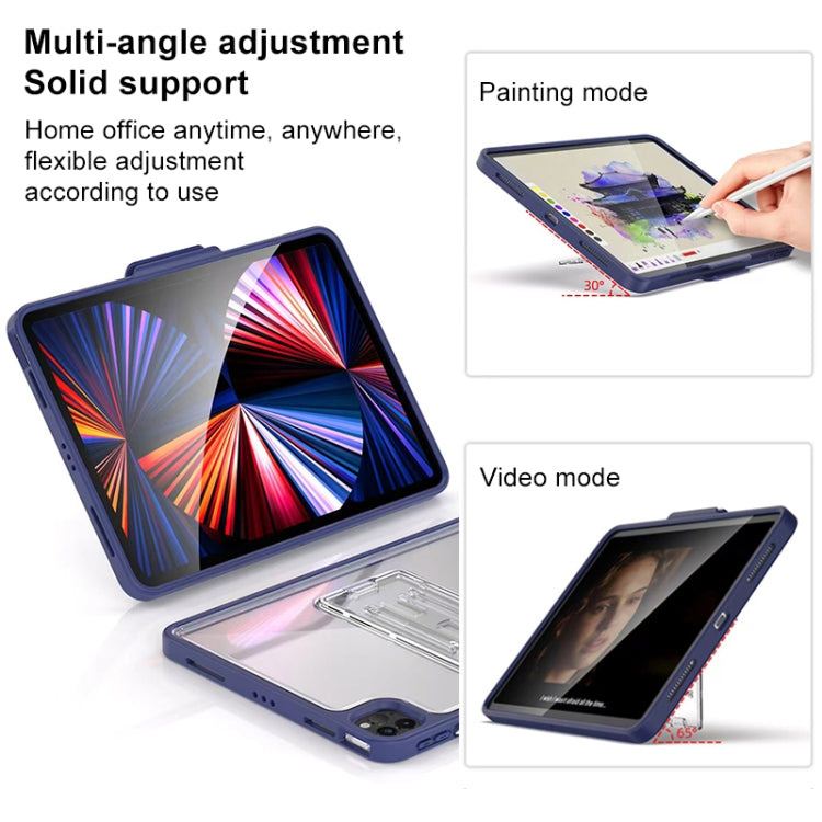 Mutural Transparent Holder Tablet Case For iPad 10.2 2021 / 2020 / 2019 / 10.5(Navy Blue) - HoMEdemic™ 