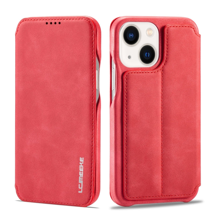 For iPhone 14 LC.IMEEKE Hon Ancient Series Flip Leather Phone Case (Red) - HoMEdemic™ 